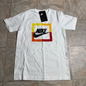 Nike KFL Futura Open Crewneck Tshirt Boys Size Small White II0282-009 NWT